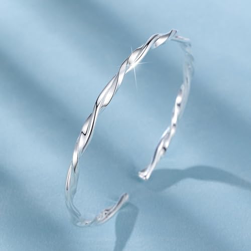 925 Sterling Silver Bracelets Open Adjustable Bangle Bracelet Teardrop Water Drop Cuff Bangles for Women - color: Pattern 5