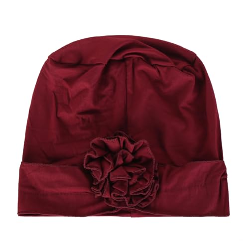 Headwrap Turbans for Women - Twist Soft Floral Solid Caps Pre Tied Chemo Beanies Headwear Hat for Cancer - color: Red