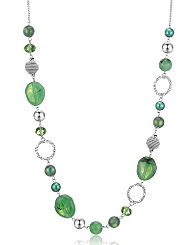 PEARL&CLUB Long Beaded Necklaces For Women - Sweater Chain Fashion Jewelry Necklace Gifts For Women - color: 23-Jade Green