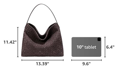 Slouchy Suede Woven Hobo Bags Women Trendy Suede Purse Crossbody Crescent Shoulder Satchel Bag Top Handle Tote Handbag | Slouchy - color: Chocolate