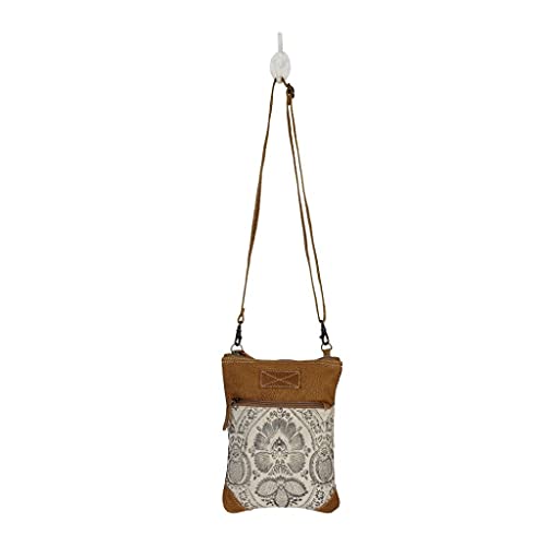 Myra Bag Floral Purses for Women - Genuine Leather and Canvas Floral Purse with Flower Print, Flower Handbags for Women - style: Soul Searcher Crossbody Bag