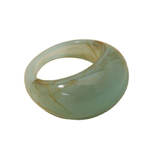 Set Resin Colorful Wide Thick Dome Knuckle Finger Stackable Joint Ring Retro Acrylic Transparent Vintage Jewelry Party Elegant Handmade Gift Diameter 18mm Stylish Bold - color: green