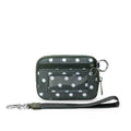 Wristlet Wallet for Women Mini Zip Card Case with Clear ID Window Zipper Coin Purse Lightweight Portable Keychain Wallet - color: Green Polka Dots