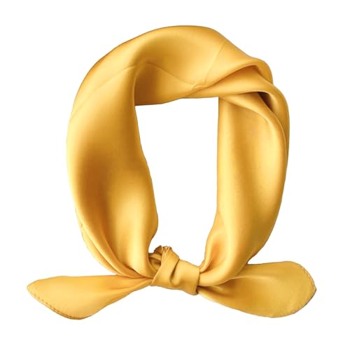 Ciormis 100% Mulberry Silk Scarf-Women's 21''/27''Square Silk Hair Head Scarf Neckerchief with Gift Packaged - color: 21''x 21''-style 24-mustard