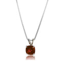 MAX + STONE 925 Sterling Silver Cushion Cut Birthstone Necklace for Women | 6mm Hypoallergenic Solitaire Necklace | Gemstone Pendant Necklaces with 18 inch Box Chain - color: Garnet