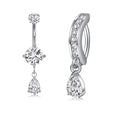 Briana Williams Belly Button Ring Clear CZ Dangle Belly Button Piercing Belly Rings Dangle Belly Button Rings Surgical Steel Teardrop Dangle Belly Button Jewelry for Women Silver Gold - color: B -silver