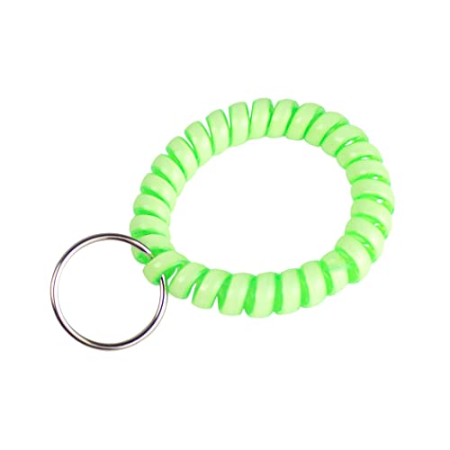 Lucky Line 2” Diameter Spiral Wrist Coil with Steel Key Ring, Flexible Wrist Band Key Chain Bracelet, Stretches to 12”, Glow-in-the-Dark, 1 Pack (410161) - color: Glow-in-the-dark, size: 1 Pack