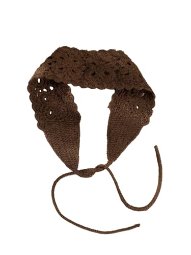OYOANGLE Women's Boho Crochet Knit Hair Band Vintage Head Wrap Hair Bandanas Head Kerchief Brown One-Size - color: Brown