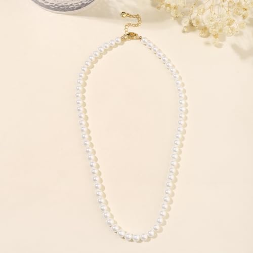 Beaded Choker Necklaces for Women 18k Gold Plated Dainty Gold Choker Necklaces for Women - style: pearl choker