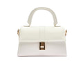 MOON CANTA Mini Crossbody Bag for Women – Small Faux Leather Shoulder Purse with Gold Lock, Elegant Design for Daily Use - color: White