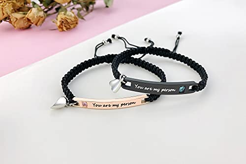 MEALGUET Personalized Couple Bracelet Customized Couple Bracelets Set Mutual Attraction Custom Name Relationship Bracelet Personalized Gift for Men Women - style: You are my person-heart magnetic