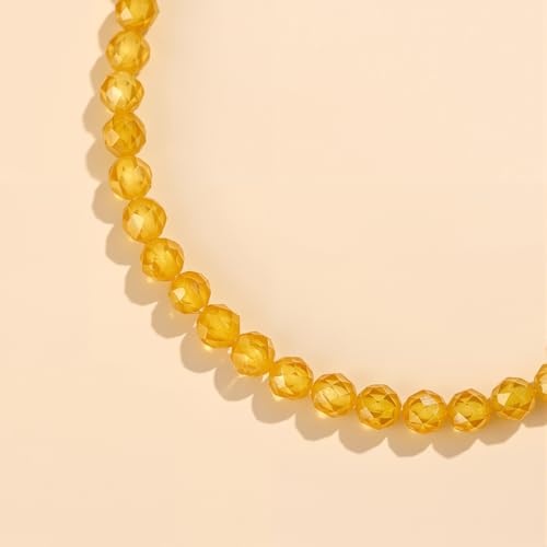 Natural Gemstone Beads Bracelets Healing Crystal Stone Beaded Bracelet for Women Men Handmade Spiritual Jewelry Gifts - color: Citrine, size: Faceted Round Beads