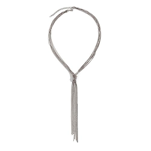 PLOUTOS Chunky Gold Knot Choker Necklace for Women Adjustable Double Snake Chain Design Bold Statement Fashion Jewelry Accessory For Party Daily Wear Gift - color: Silver B