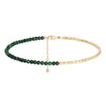 MYEARS Women Beaded Bracelet Gold Gemstone 14K Simple Dainty Handmade Chain Everyday Boho Beach Jewelry - style: Malachite