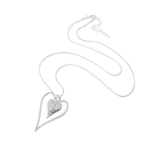 Long Heart Necklace for Women Gold Chain Pendant Y Necklace Set Statement Pendant Chic Jewelry With - color: silver