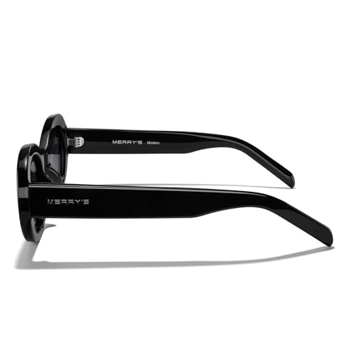 MERRY'S Modern Oval Round Acetate Sunglasses for Women UV400 Polarized Sunglasses S6191 - color: Black Frame/Black Gradient Lens