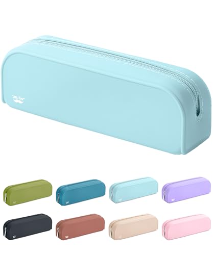 Mr. Pen- Silicone Pencil Case, Aesthetic Pencil Bag for Women, Makeup Pouch | Multifunctional Pouch for Stationery, Cosmetics and Electrical Goods Storage - color: Light Blue