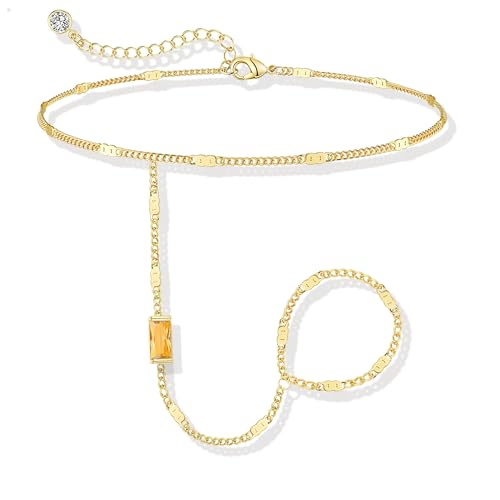 Birthstone Gold Bracelets for Women Trendy 14K Gold Plated Hand Chain Bracelet Stack Stackable Friendship Birthday Bracelets Gifts Christmas Stocking Stuffer for Women - color: 11 November