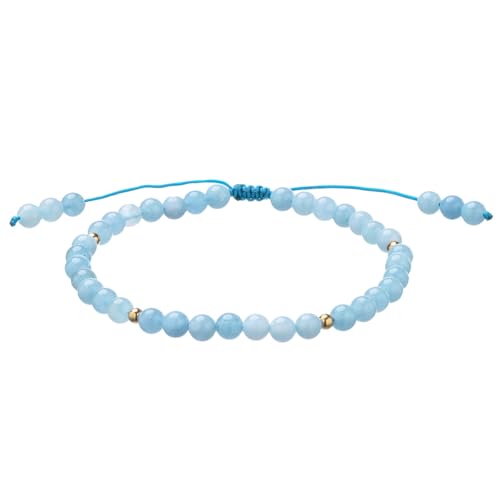Softones 6mm Natural Stone Anklet for Women Gemstone Ankle Bracelets for Women Healing Energy Crystal Anklets Adjustable(8.5-10 Inches) - color: Blue Chalcedony