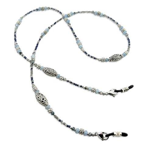 Damanse Beaded Glasses Chain,Eyeglass & Sunglass Strap For Women Stylish - color: Boho Blue Dot