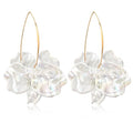 Exaggerated Bohemian Resin Rose Flower Petal Dangle Drop Earrings Long Acrylic Tiered Floral Tassel Earring for Women - color: Colorful