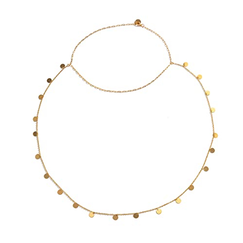Missgrace Boho Simple Bridal Back Necklace Sequins Backdrop Choker Necklaces Party Wedding Prom Drop Sequins Necklace Body Chain for Women Bridesmaids