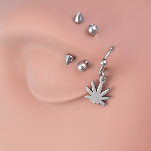 50Pcs Punk Eyebrow Nose Septum Earrings Tragus Cartilage Helix Daith Stud Lip Labret Rings Body Jewelry Set Stainless Steel Body Piercing Jewelry For Women Ornaments