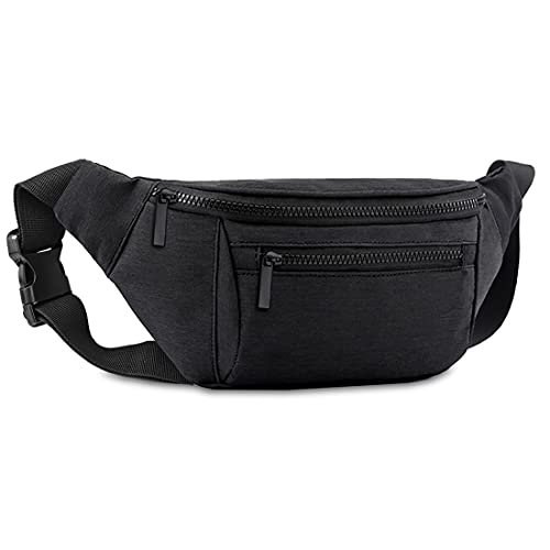 Fanny Pack for Men Women,Crossbody Waist Bag Pack,Belt Bag for Travel Walking Running Hiking Cycling,Easy Carry Any Phone,Wallet (Black) - color: Black