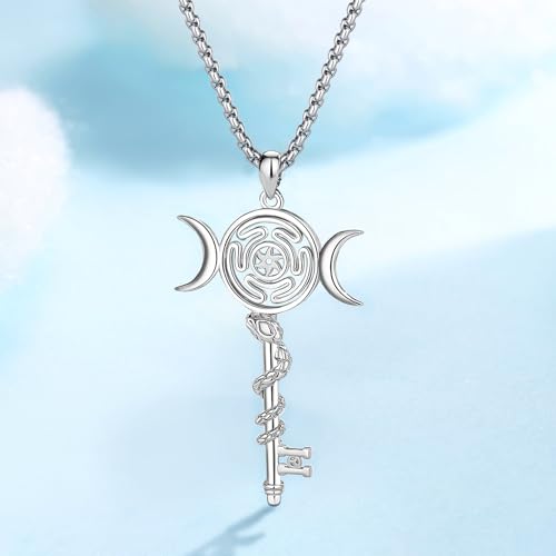 INFUSEU Mystical Hecate Triple Moon Goddess Necklaces, Divine Feminine Protection Gifts - style: Hecate Key