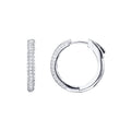 PAVOI 14K Gold Plated 925 Sterling Silver Posts Cubic Zirconia Hoop Earrings for Women | Halo CZ Gold Huggie Hoops - color: White Gold, size: 20 Millimeters