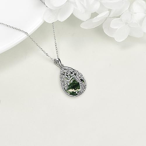 ONEFINITY Tree of Life Necklace 925 Sterling Silver Abalone Shell Celtic Knot Pendant Necklace for Women Jewelry - style: Moss Agate Tree of Life