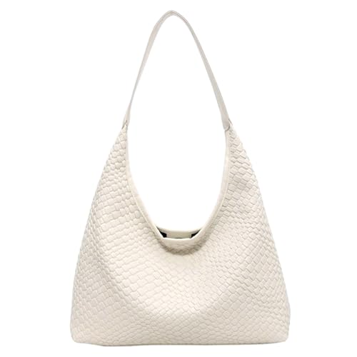 2026 Leather Tote Bag for Women Top-handle Shoulder Bag, Hobo Bags Large Capacity Soft Vegan Crossbody Handbag Underarm - color: White