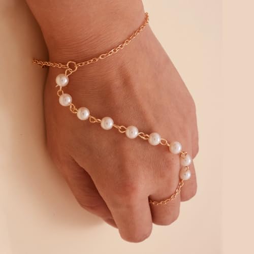 Finger Ring Bracelet for Women Gold Finger Ring Hand Chain Bracelet Tassel Crystal Finger Bracelet Boho Slave Bracelet Hand Jewelry
