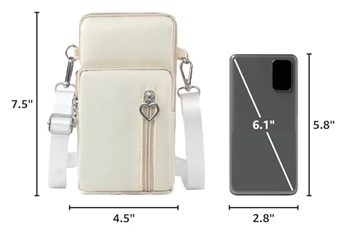 JANKS Small Crossbody Bag for Women - Mini Phone Purses with Crossbody Strap and Wallet - Nylon Arm Bag - color: A-off-white