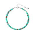 XIJIN Natural Stone Beaded Anklets for Women Handmade Beach Boho Turquoise Beads Ankle Bracelet Jewelry Gift for Her - color: Silver-B