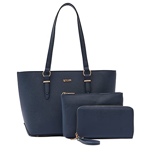Purses And Wallets Set For Women Work Tote Satchel Handbags Shoulder Bag Top Handle Totes Purse With Matching Wallet - color: A5-3pcs/Set Darkblue