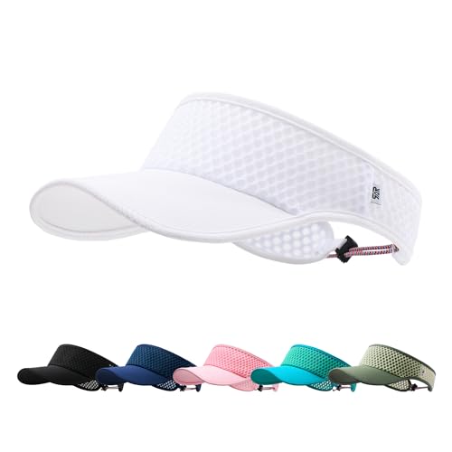 AUSFLUG Sun Visor Hat Men Women - Wide Brim Quick Dry Adjustable Cap, Lightweight for Golf Tennis Pickleball Beach - color: White