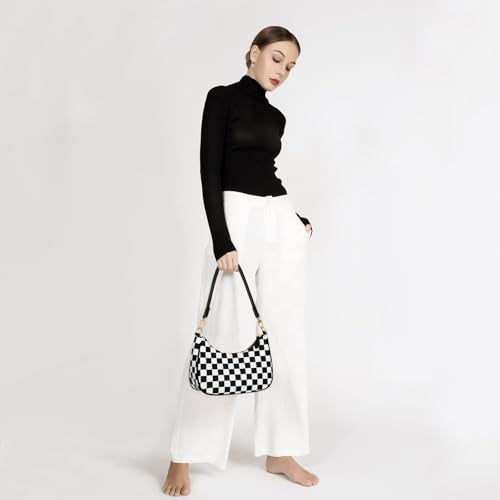 KKXIU Shoulder Bag for Women Cute Hobo Purses and Handbags Retro Clutch Underarm Purse | Cute - color: Black&white