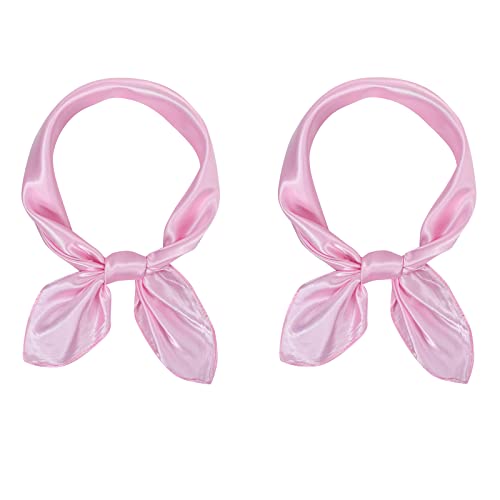 American Trends Women Silk Feeling Scarf Satin Head Scarves Square Wrap Neck Scarf Lightweight Silk Like Bandana - color: Z 2 Pack Pink