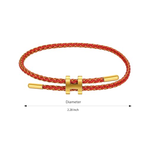AIMADE Bracelets for Women Adjustable Charm Bracelet, 18k Gold-plated Buckle Design Titanium Steel Wire Rope Women's Gift Jewelry - color: Gold-Red