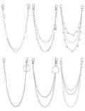 6 Pieces Pants Chains Multi-Layer Butterfly Lock Round Star Snak Heart Jeans Chains Accessory Hip Hop Pocket Punk Goth Wallet Chain Charm Rock Belt Loop Trousers Chain for Women Men Silver - style: A: 6Pcs(Butterfly)