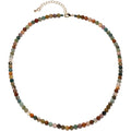 Simple Choker Necklace for Women Real Stone and Crystals Necklaces 4mm Beaded Choker Jewelry Meditation Gift for Women (16"+2") - style: Indian Agate