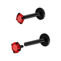 16G 18G Titanium Internal Thread CZ Stud Earrings Flat Back, Silver Black Tragus Helix Conch Cartilage Piercing Jewelry for Women Men 6mm 8mm 10mm Labret Studs 2PCS - color: Black, 16g, 6mm bar, 3mm Red CZ