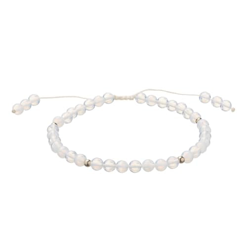 Softones 6mm Natural Stone Anklet for Women Gemstone Ankle Bracelets for Women Healing Energy Crystal Anklets Adjustable(8.5-10 Inches) - color: Opalite