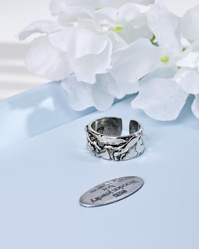 Silver Ring - Vintage Art Adjustable Open Ring, Unisex Finger Jewelry for Men & Women