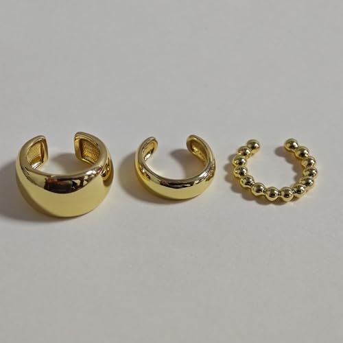 Ear Cuffs Non Piercing 14K Gold Plated Ear Cuff Earrings for Women Trendy Clip on Cartilage Earring Stacks Non Pierced Adjustable Fake Earrings Set Jewelry - color: B6:gold ear cuff 3pcs
