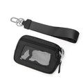 Wristlet Wallet for Women Mini Zip Card Case with Clear ID Window Zipper Coin Purse Lightweight Portable Keychain Wallet - color: Black