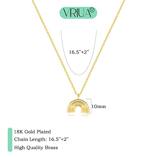 VRIUA Gold Necklace for Women - 14K Gold Plated Dainty Italian Horn Star of David Butterfly Bow Sun Lotus Volleyball Baseball Cowboy Boots Necklace Jewelry Everyday for Women - style: Rainbow