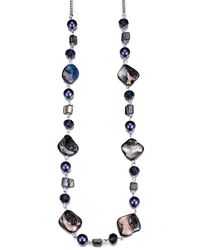 PEARL&CLUB Long Beaded Necklaces For Women - Sweater Chain Fashion Jewelry Necklace Gifts For Women - color: 35-Navy blue