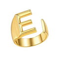 FindChic Customizable Initial Ring Statement 18K Gold Plated Fashion Cuff Rings for Women Alphabet Letter A to Z Resizable Knuckle Ring (with Gift Box) - color: E